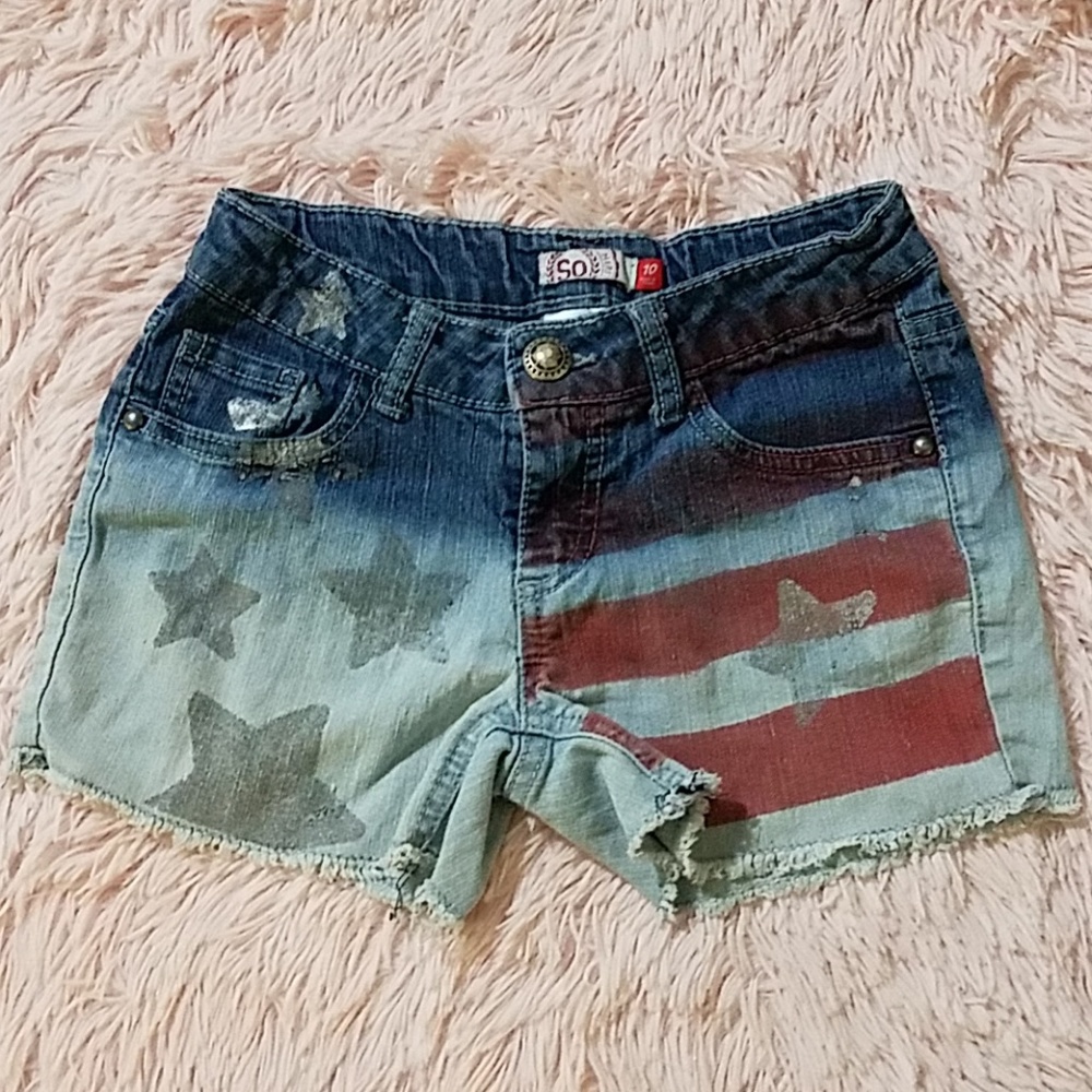 Girls American Flag denim shorts size 10